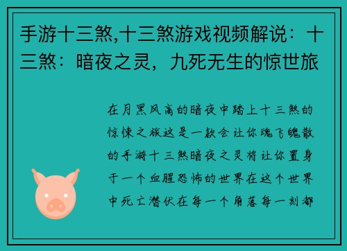 手游十三煞,十三煞游戏视频解说：十三煞：暗夜之灵，九死无生的惊世旅途